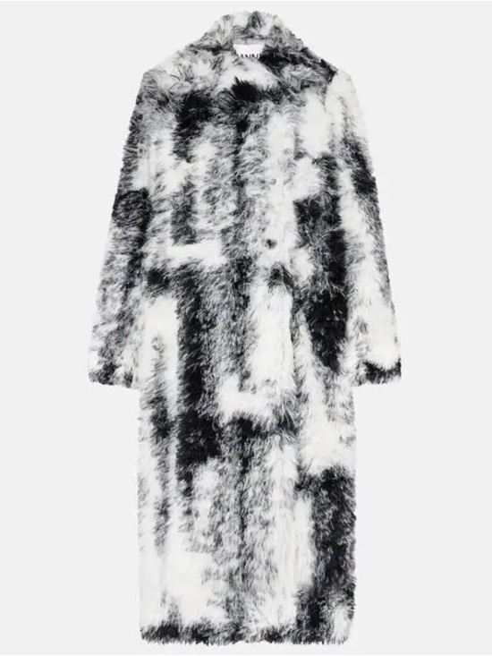 Ganni Jackets & Blazers - Ganni Black & White Faux Fur Long Coat